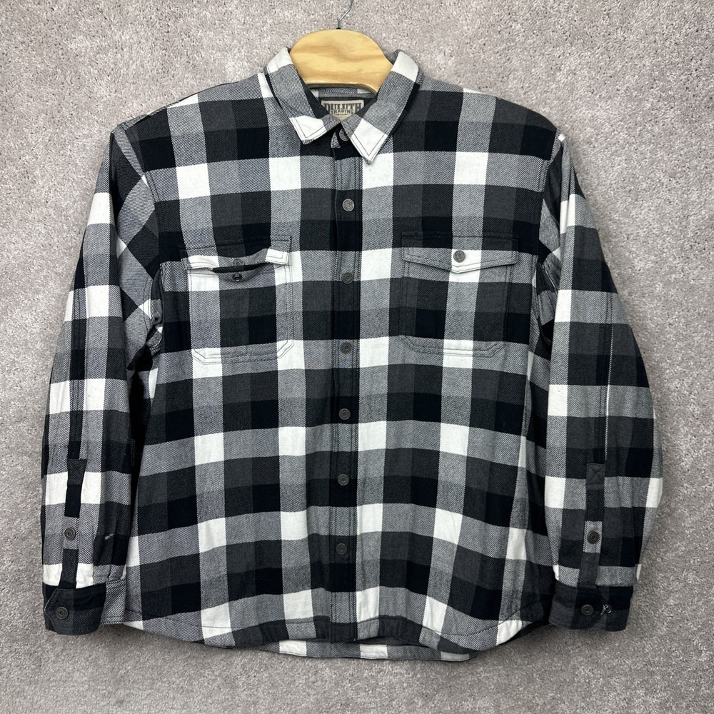 Duluth Trading Men's 2XL Flapjack Fleece Lined Flannel Shirt Jacket Black 31501